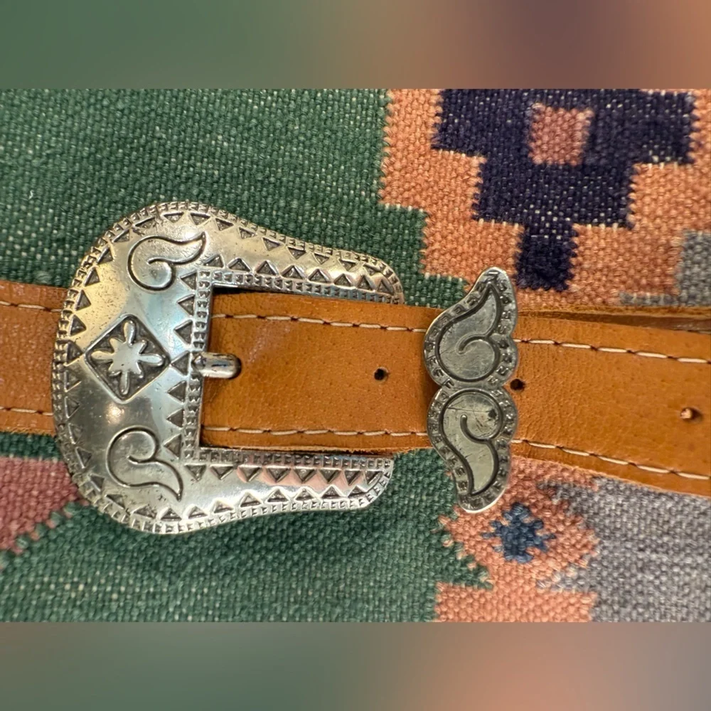 Vintage True‎ West Leather Southwestern Messenger Bag - Picture 8 of 12